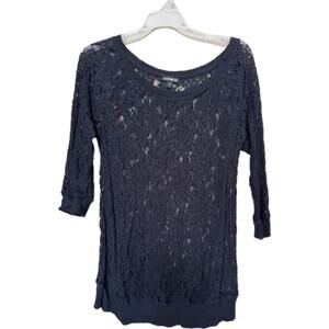 Black Express lace shirt - size M